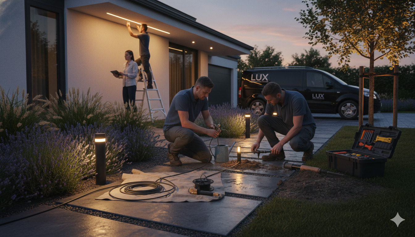 Professional installation of garden lighting and irrigation systems